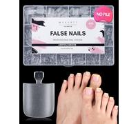 Makartt Soft Gel False Toenails - 420pcs 15 Sizes Stick On Toenails, Pre-Etched & Reinforced Free Edge, Clear Square Toe Nail Tips for DIY Press On Nails at Home & Salon