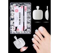 Makartt Soft Gel False Toenails - 420pcs 15 Sizes White Toe Nails, Ultra-Thin & Reinforced Free Edge, Natural Squoval Press On Nails for Toes