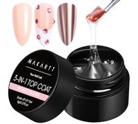 Makartt Top Coat Nail Polish - 3 in 1 Hard Gel Top Coat for High Gloss Finish, Nail Charms Rhinestone Glue, Nail Strengthen, Chrome Power Soak-Off No Wipe Gel Polish for Long-Lasting, UV Lamp Needed