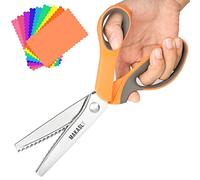Makasla Pinking Shears - Fabric Craft Scissors, Decorative Edge, Zig Zag, Professional Sewing Shear for Fabric/Leather/Paper (Orange)