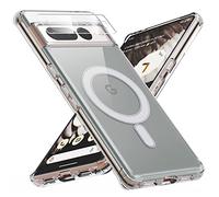 MAKAVO for Pixel 7 Pro Case, Magnetic Case Compatible with MagSafe, Slim Thin Hard Back & Soft Edges Crystal Clear Cover Shockproof Phone Shell with Camera Lens Protector