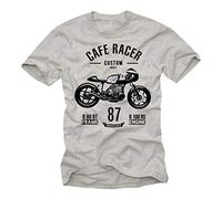 MAKAYA Biker T-Shirt for Men - R80 Custom Cafe Racer Tee Vintage Motorcycle Accessories Gift Light-Gray Size L