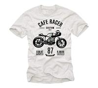 MAKAYA Biker T-Shirt for Men - R80 Custom Cafe Racer Tee Vintage Motorcycle Accessories Gift White Size L