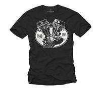 MAKAYA Biker T-Shirts for Men Panhead Engine Black Size XL
