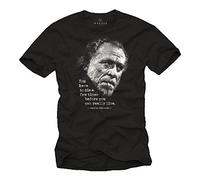 MAKAYA Charles Bukowski T-Shirt Poems - Quote Cool Slogan Funny Message - Black L