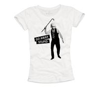 MAKAYA Cool Albert Einstein T-Shirt for Women GO Away Stupid White Size S