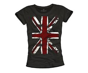 MAKAYA England T Shirt for Girls Union Jack Black Size M