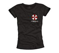 MAKAYA Evil Corp Women's Top - Resident Print Shirt - Umbrella Corporation Black Size S