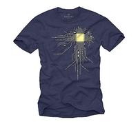 MAKAYA Funny Geek Gamer t-Shirt for Men CPU Blue Size XL