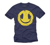 MAKAYA Funny Mens Music T-Shirt - Hip Hop Rap Electro Tee Headphones Blue Size M