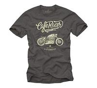 MAKAYA Funny Motorbike T-Shirt for Men - Cool Motorcycle Gifts Grey M