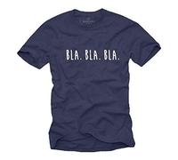 MAKAYA Funny Slogan T-Shirts for Men - Print Bla Bla - Blue Size L