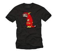 MAKAYA Funny Sloth T-Shirt Short Sleeve - Flash Superhero Black Size M