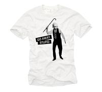 MAKAYA Funny T-Shirt for Men Science Teacher Gift Cool Sloagen Message Saysing - Go Away Stupid White Size L