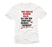 MAKAYA Funny T-Shirt for Men with German Slogan: The Cookies were Empty, SO I Freaked Out White XL