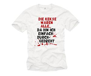 MAKAYA Funny T-Shirt for Men with German Slogan: The Cookies were Empty, so I Freaked Out White XL