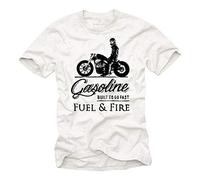 MAKAYA Gift for Motorcycle Riders - Vintage Biker T-Shirt - Motorbike Accessories for Men White S