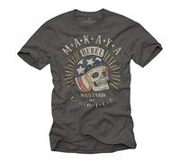 MAKAYA Gifts for Motorbike Lovers - Motorcycle Mens T-Shirt Skull Grey XXXXL