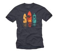 MAKAYA Men’s Surf T-Shirt - Vintage California Beach Graphic Tee with Palm Trees Retro Summer Vibes Design for Surfers and Ocean Lovers Cool for Men and Boys Blue-Grey XXXXXL