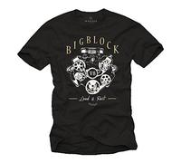 MAKAYA Mens Big Block T-Shirt V8 Engine Model Black Size S
