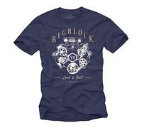 MAKAYA Mens Big Block T-Shirt V8 Engine Model Blue Size M