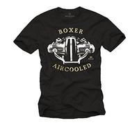 MAKAYA Mens Biker T-Shirt - R100 Boxer Engine - Motorcycle Gifts for Him Black Size M