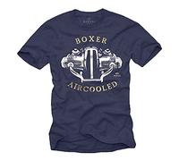 MAKAYA Mens Biker T-Shirt - R100 Boxer Engine - Motorcycle Gifts for Him Blue Size XL
