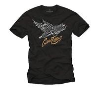 MAKAYA Mens Biker T-Shirt - Spark Plug - Mechanic Gift for Motorcycle Rider Black Size XL