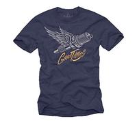 MAKAYA Mens Biker T-Shirt - Spark Plug - Mechanic Gift for Motorcycle Rider Blue Size XXXXL