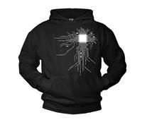 MAKAYA Men's Geek Hoodie CPU Design Pullover - Funny Nerd Sweatshirt for Gamers, Tech Lovers Programmers, Cool Vintage Style Hooded IT Gift for Boys & Kids Printed Graphic Black L
