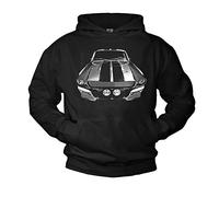 MAKAYA Mens Hoodie black 1968 Mustang Hooded Sweatshirt Pullover L
