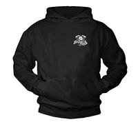MAKAYA Men's Motorcycle Hoodie V2 Engine - Biker Pullover with Front & Back Print, Custom Motorbike Sweatshirt for Riders, Vintage Chopper Style Hooded Sweater Gift Black XL