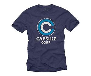 MAKAYA Mens T-Shirt Cool Graphic Design - Capsule Corp Dragon Blue Size M