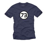 MAKAYA Mens T-Shirt - Sheldon Magic Number 73 - Funny Nerd Theory Bleu Size XXL