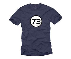 MAKAYA Mens T-Shirt - Sheldon Magic Number 73 - Funny Nerd Theory Bleu Size XXL
