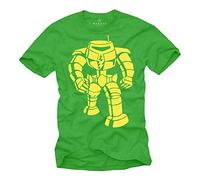 MAKAYA Mens T-Shirt Short Sleeve Round Neck - Funny Nerd Theory Robot Sheldon Green Size XL