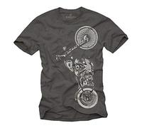 MAKAYA Motorbike Accessories for Men - Motorcycle T-Shirt Grey Size XL