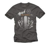 MAKAYA Motorbike Accessories for Men - Vintage Motorcycle T-Shirt Grey XXXL