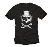 MAKAYA Motorbike Helmets T-Shirt - Mechanics Skull - Black Size XXXXL