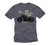 MAKAYA Motorbike T-Shirt for Men - Live to Ride Blue-Grey Size XL