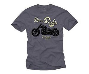 MAKAYA Motorbike T-Shirt for Men - Live to Ride Blue-Grey Size XXL