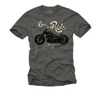 MAKAYA Motorbike T-Shirt for Men - Live to Ride Grey Size M