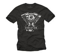 MAKAYA Motorcycle Clothing - Biker Evolution Engine - Mens Motorbike T-Shirt Black Size XXL