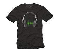 MAKAYA Music Dj T-Shirt for Men Headphones Black S