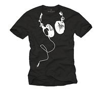 MAKAYA Music Dj T-Shirt for Men Headphones Black Size S