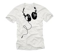 MAKAYA Music Dj T-Shirt for Men Headphones White Size M