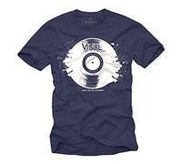 MAKAYA Music Dj T-Shirts for Men Vinyl Record Blue Size XL