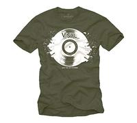 MAKAYA Music Dj T-Shirts for Men Vinyl Record Green Size L