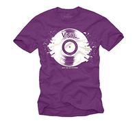 MAKAYA Music Dj T-Shirts for Men Vinyl Record Violet Size XXL