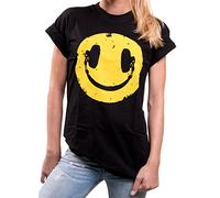 MAKAYA Music Print T-Shirt Oversized Headphones Smile Plus Size Top Black